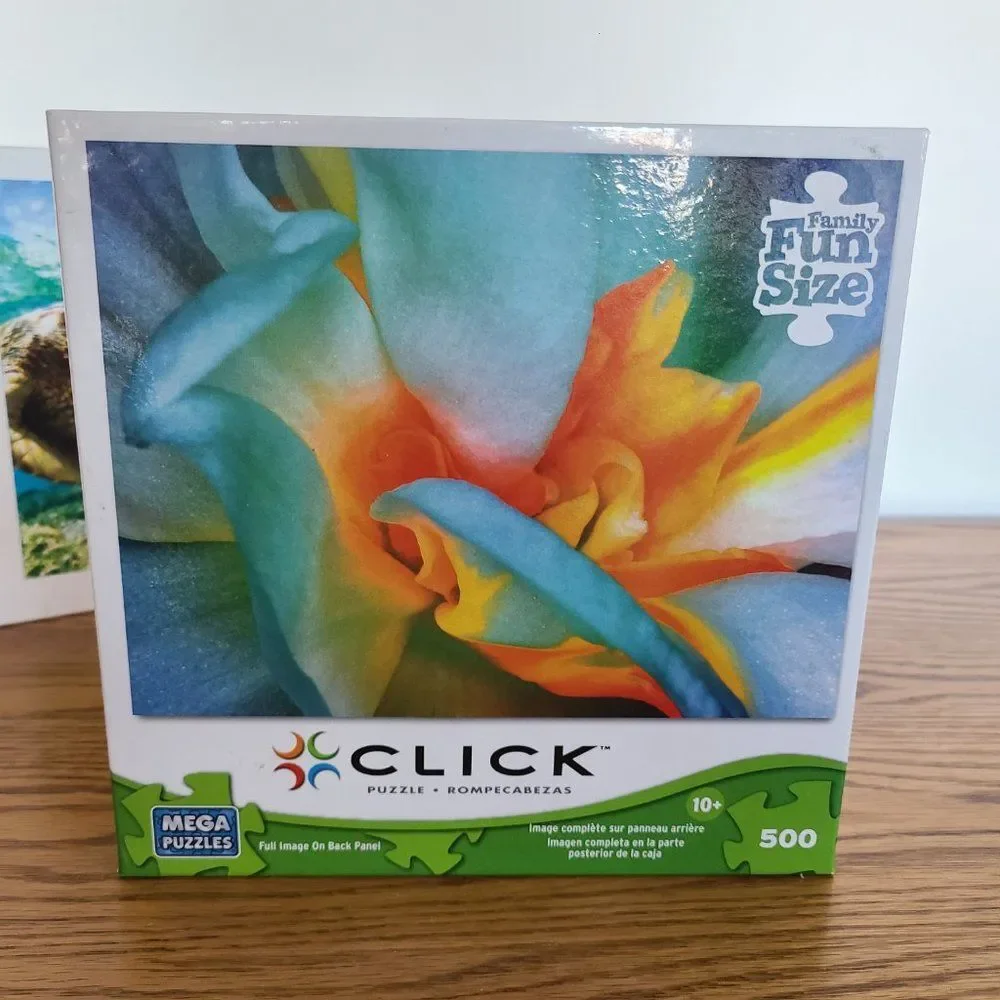 500 Piece Puzzle Lot - Set of Two - Turtle and Flower - Buffalo and Mega Puzzles